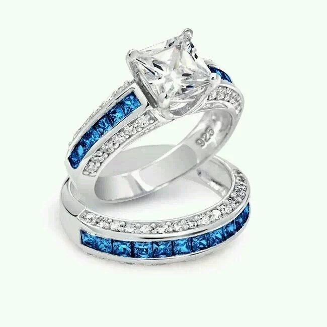 Blue Wedding Rings Sets: Styles and Materials