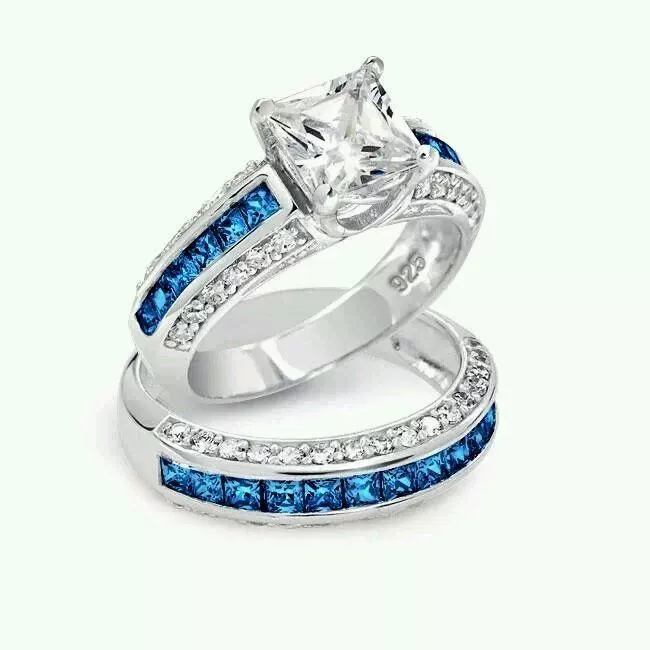 Blue Wedding Rings Sets: Styles and Materials