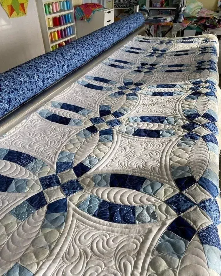 Material Terbaik untuk Membuat blue wedding ring quilt