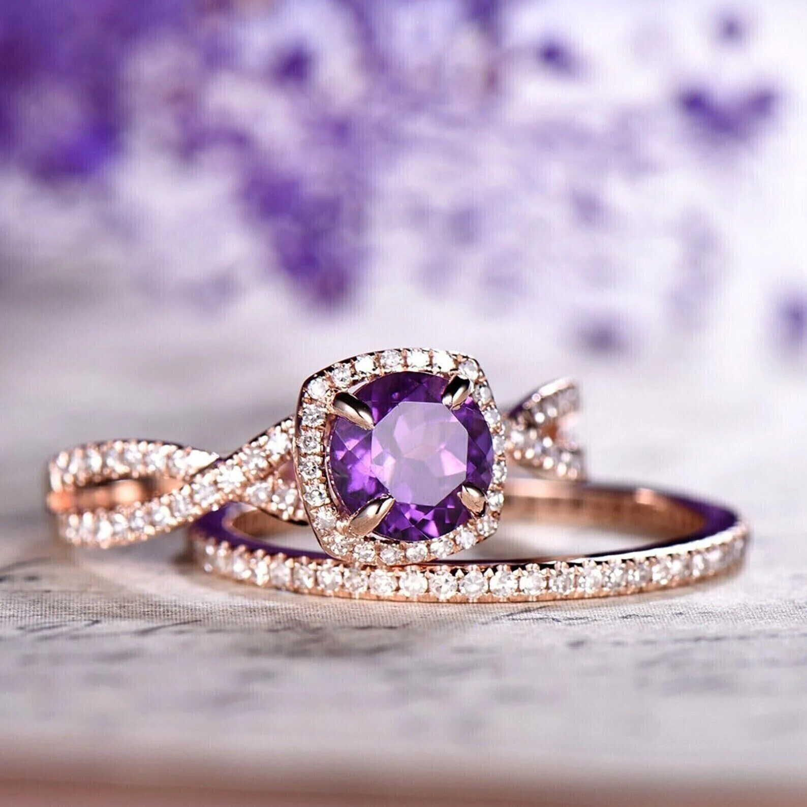 Kelebihan Amethyst Wedding Ring Sets