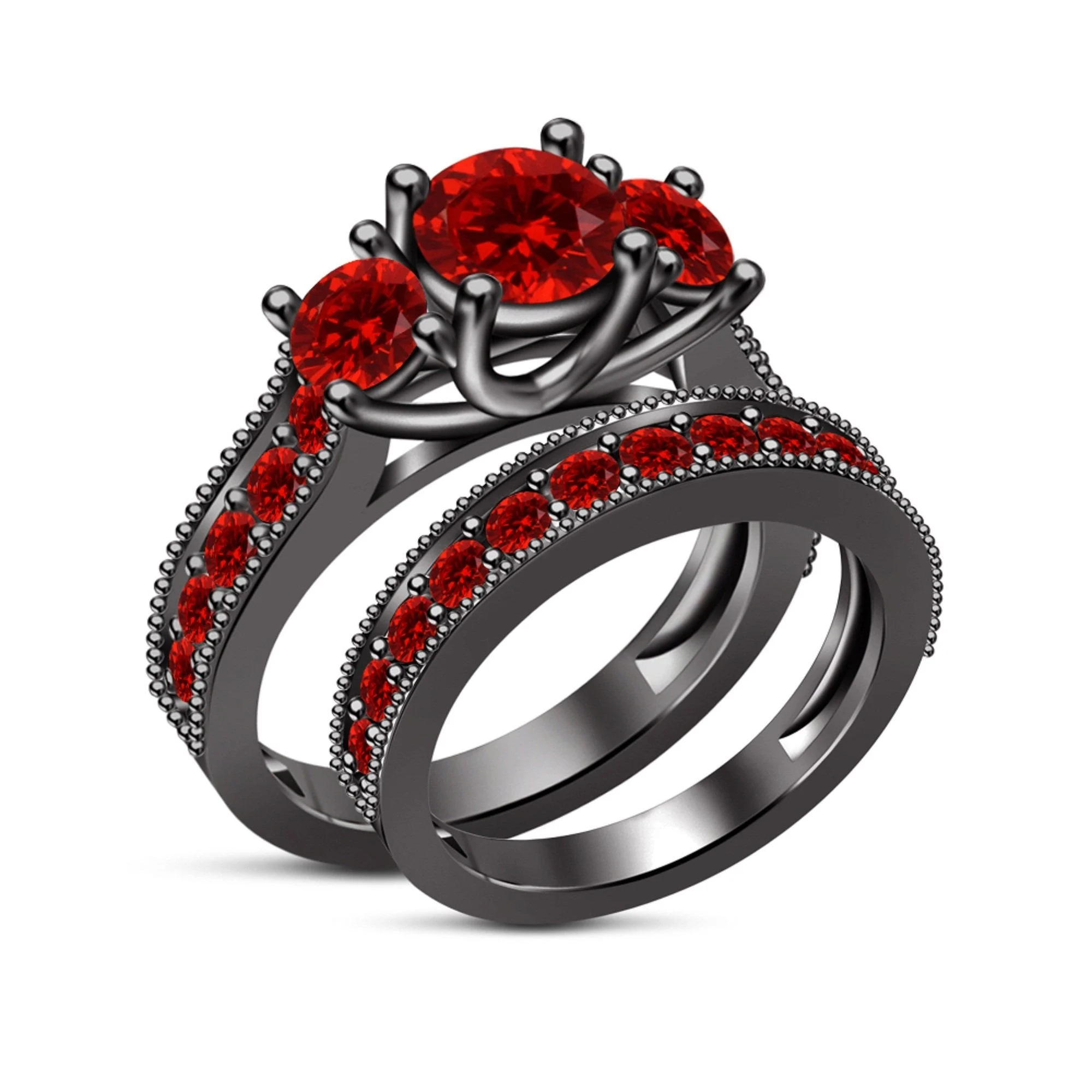 Kelebihan Black and Red Wedding Ring Sets