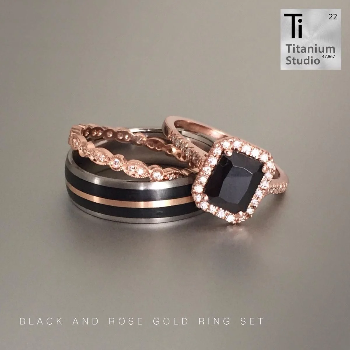 Kelebihan Black and Rose Gold Wedding Ring
