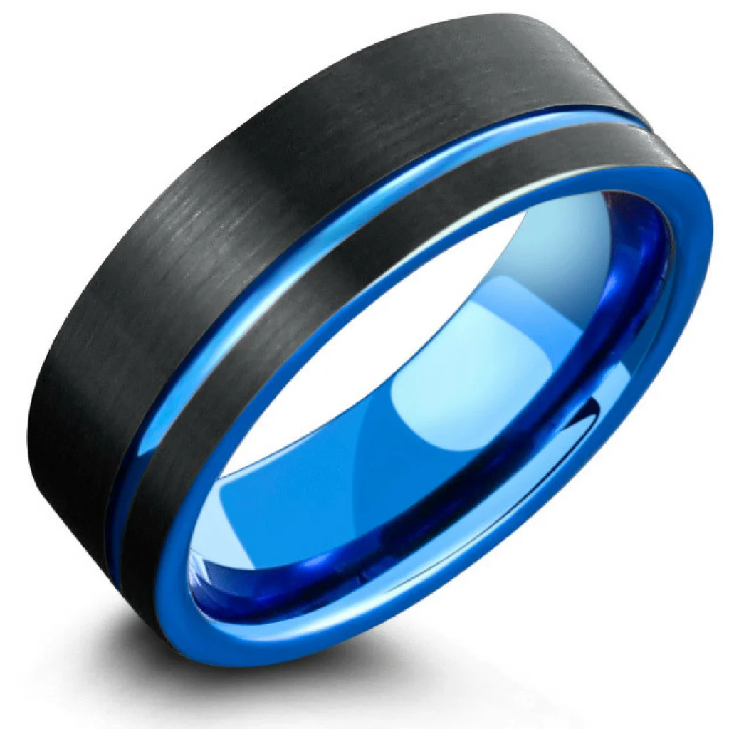 Kelebihan Blue and Black Mens Wedding Ring