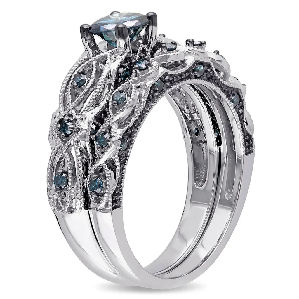 Kelebihan Blue Diamond Wedding Ring Set
