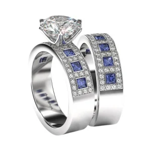 Kelebihan Blue Sapphire Wedding Ring Set