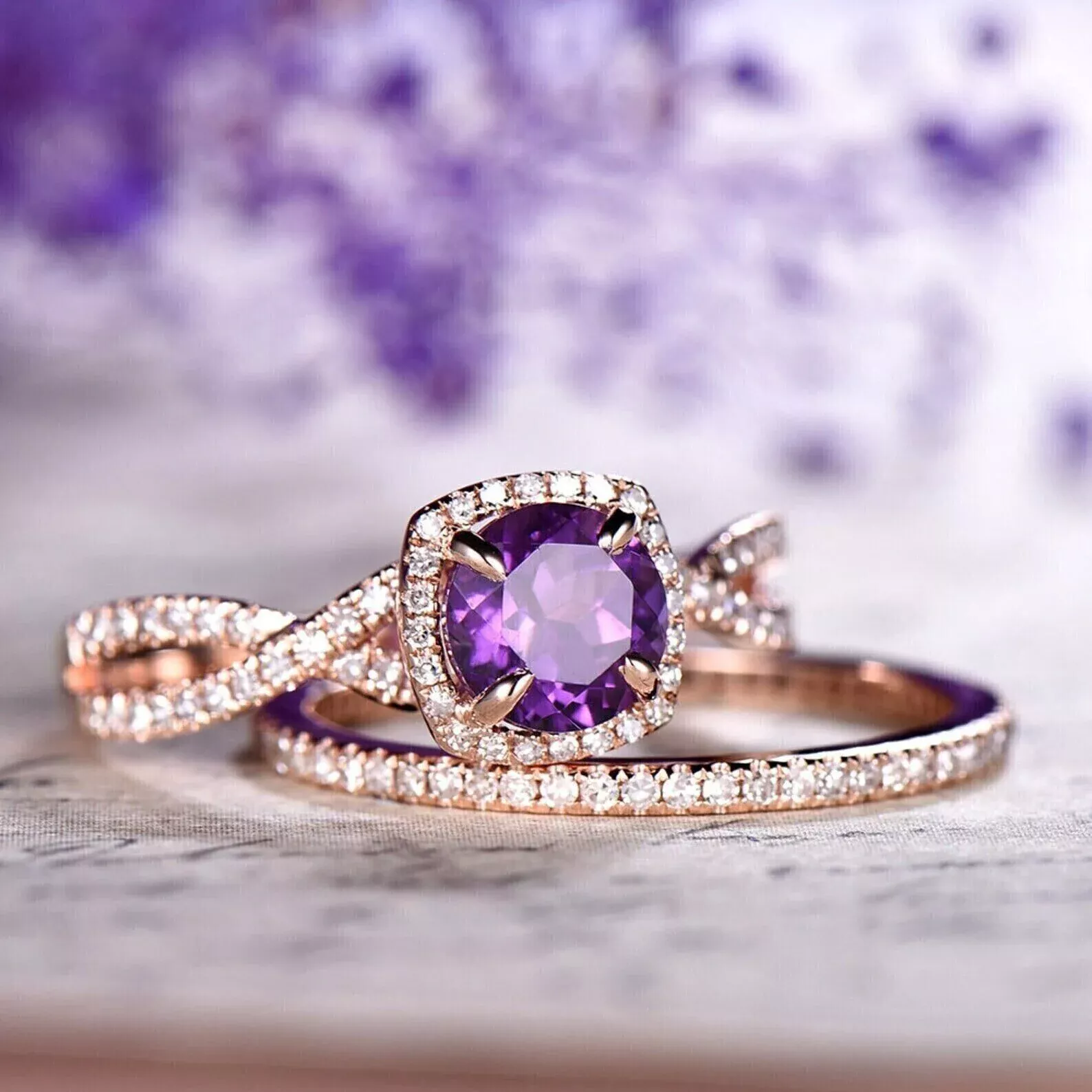 Kelebihan Amethyst Wedding Ring Sets