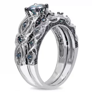 Kelebihan Blue Diamond Wedding Ring Set