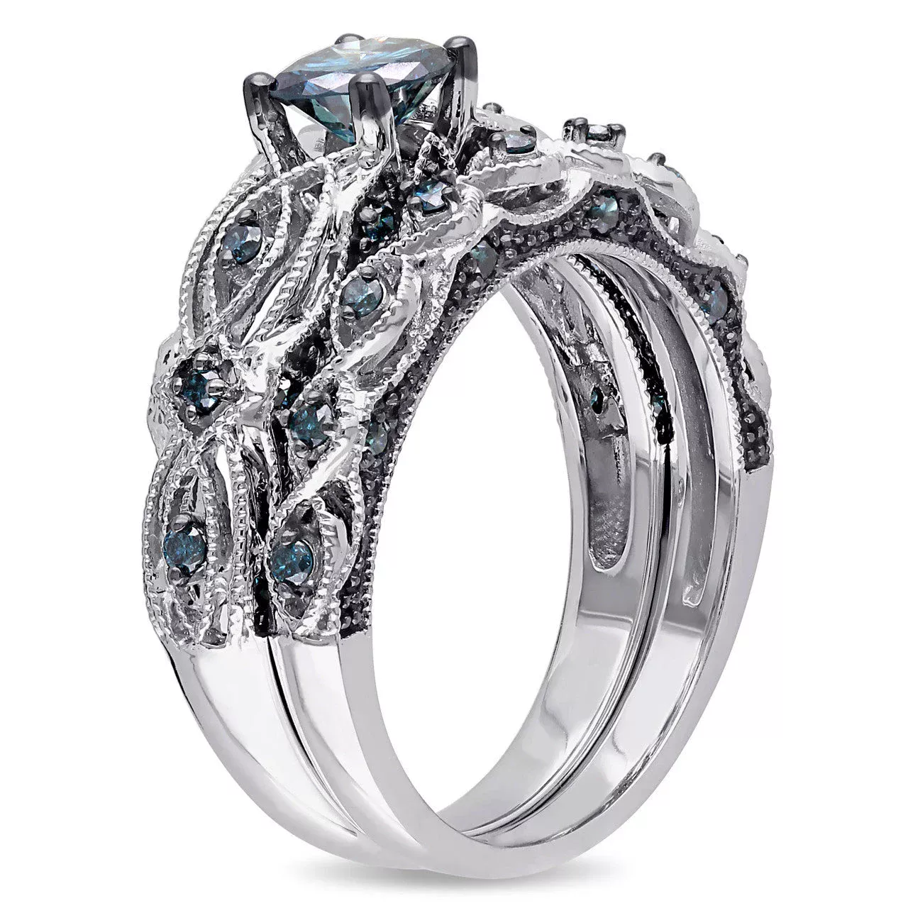 Kelebihan Blue Diamond Wedding Ring Set