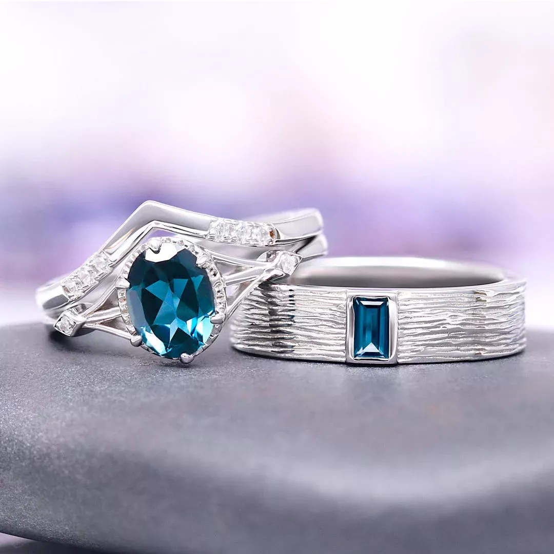 Kelebihan Blue Topaz Wedding Ring Set